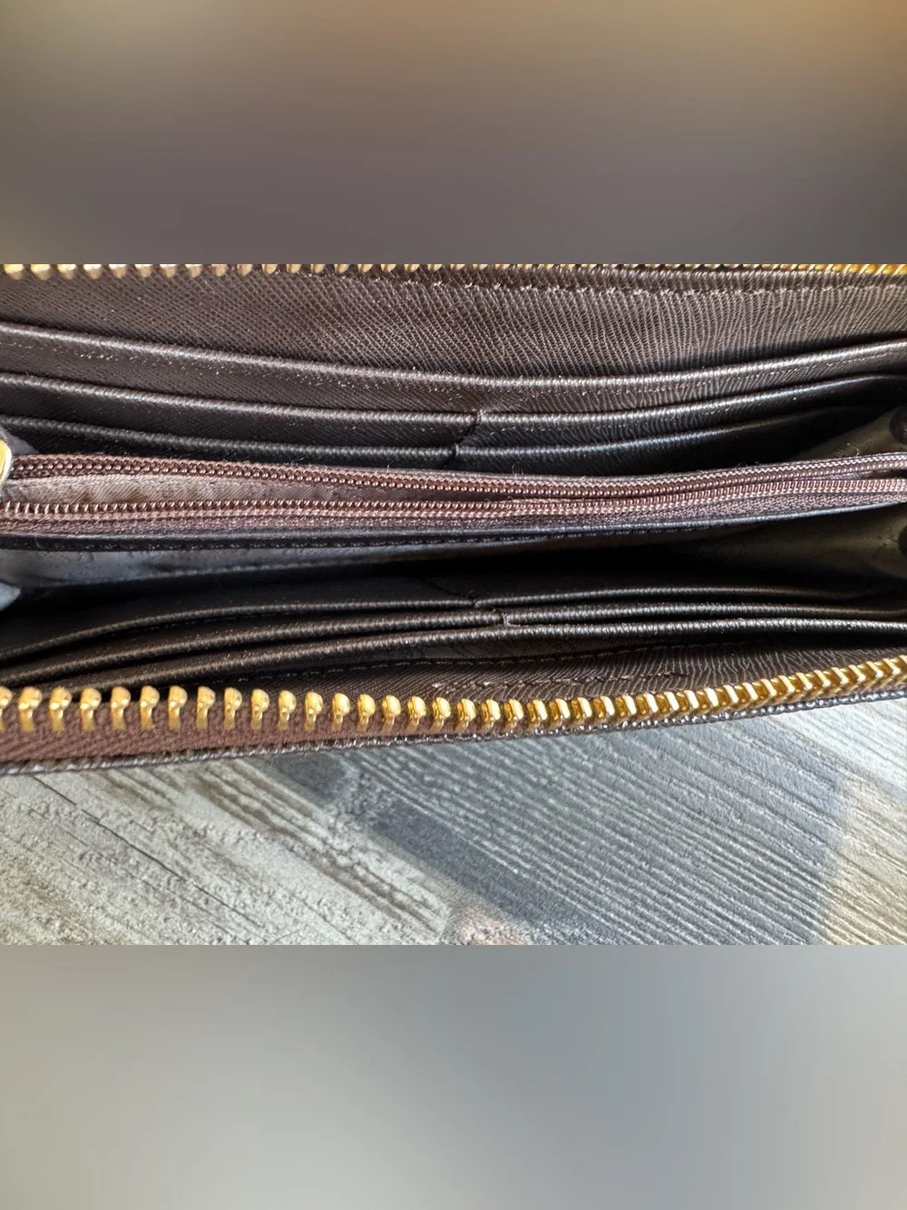 Michael Kors Brown and Gold Logo Plaque Women Large Wallet